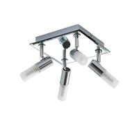 Lindby Plafonnier Salle De Bain Zela à intensité variable (Moderne) en Argent Métal e. a. pour de bain (à 4 lampes, G9), WC, Luminaire Plafonnier, Lampe Plafond, Eclerage Plafond