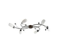 Lindby Plafonnier Stefania à intensité variable (Antique, Classic) en Marron Verre e. a. pour Salon & Salle manger (à 6 lampes, E14), Luminaire Plafonnier, Lampe Plafond, Eclerage Plafond