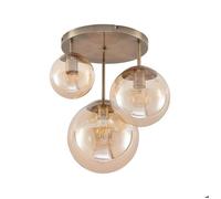 Lindby Plafonnier Teeja à intensité variable (Moderne) en Beige Verre e. a. pour Salon & Salle manger (à 3 lampes, E27) Luminaire