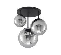 Lindby Plafonnier Teeja à intensité variable (Moderne) en Noir Verre e. a. pour Salon & Salle manger (à 3 lampes, E27) Luminaire