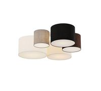 Lindby Plafonnier Tissu Laurenz à intensité variable (Moderne) en Gris Textile e. a. pour Salon & Salle manger (à 5 lampes, E27) Luminaire Lampe Plafond Eclerage Eclairage