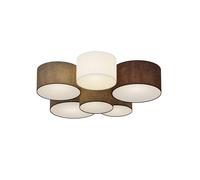 Lindby Plafonnier Tissu Laurenz à intensité variable (Moderne) en Gris Textile e. a. pour Salon & Salle manger (à 6 lampes, E27), Luminaire Plafonnier, Lampe Plafond, Eclerage Eclairage