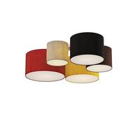 Lindby Plafonnier Tissu Laurenz à intensité variable (Moderne) en Multicolore Textile e. a. pour Salon & Salle manger (à 5 lampes, E27), Luminaire Plafonnier, Lampe Plafond, Eclerage Plafond