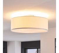 Lindby Plafonnier Tissu Sebatin à intensité variable (Moderne) en Beige Textile e. a. pour Chambre coucher (à 3 lampes, E27), Luminaire Plafonnier, Lampe Plafond, Eclerage Eclairage