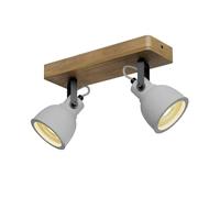 Lindby Spot en béton Mitis à intensité variable (Modern, Industriel) Marron Bois e. a. pour Salon & Salle manger (à 2 lampes GU10) Lampe encastrable plafonnier applique