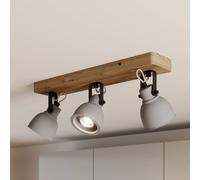 Lindby Spot Mitis, 50 cm, 3 lampes, gris, bois, béton, GU10 Mitis Lindby, dimmable, bois clair, Salon / Salle à manger, Béton, Industriel, Spot