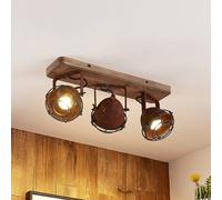 Lindby Spot Farovi à intensité variable (Modern, Industriel) en Marron Bois e. a. pour Salon & Salle manger (à 3 lampes GU10) Lampe encastrable plafonnier applique