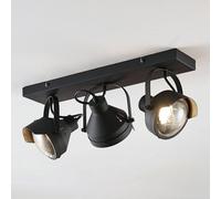 Lindby Spot Henega à intensité variable (Modern, Industriel) en Noir Métal e. a. pour Salon & Salle manger (à 3 lampes GU10) Lampe encastrable plafonnier applique