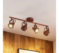 Lindby spot pour plafond Scabra, 63 cm, brun rouille, 4 lampes, métal Scabra Lindby, dimmable, marron, Salon / Salle à manger, Métal, Industriel, Spot