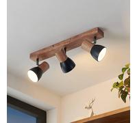 Lindby spot pour plafond Tonja, à 3 lampes, 55 cm, bois, acier Tonja Lindby, dimmable, bois clair, Salon / Salle à manger, Métal, Moderne, Spot