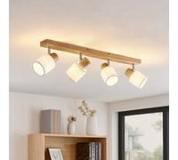Lindby spot pour plafond Wanessa, 67cm, 4 lampes, bois, blanc, E14 Wanessa Lindby, dimmable, bois clair, Salon / Salle à manger, Bois, Moderne, Spot