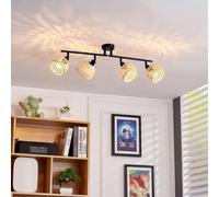 Lindby spot pour plafond Youstin, 70,5 cm de long, bambou 4 à lampes, E14 Youstin Lindby, dimmable, bois clair, Salon / Salle à manger, Bambou, Maison de campagne / Rustique, Spot