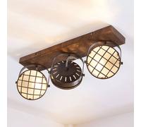 Lindby spot Tamin, 48 cm, couleur rouille, 3 lampes, verre Tamin Lindby, dimmable, marron, Salon / Salle à manger, Métal, Industriel, Spot