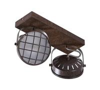 Spot Lindby Tamin, couleur rouille, à 2 lampes, verre, G9 Tamin Lindby, dimmable, marron, Salon / Salle à manger, Métal, Industriel, Spot