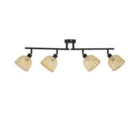 Lindby spot pour plafond Youstin, 70,5 cm de long, bambou 4 à lampes, E14 Youstin Lindby, dimmable, bois clair, Salon / Salle à manger, Bambou, Maison de campagne / Rustique, Spot