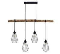 Lindby Suspension Eldarion à intensité variable (Traditionnel) en Marron Métal e. a. pour Salon & Salle manger (à 4 lampes, E27) Luminaire Lampe Plafond Plafonnier