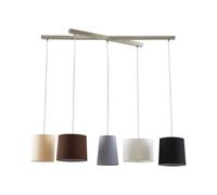 Lindby Suspension en Tissu Hermina à intensité variable (Jeunes, étudiants) Marron Textile e. a. pour Salon & Salle manger (à 5 lampes E27)