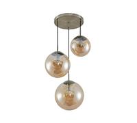 Lindby Suspension en verre Teeja à intensité variable (Moderne) Beige Verre e. a. pour Salon & Salle manger (à 3 lampes, E27) Luminaire Lampe plafond Plafonnier