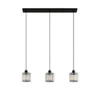 Lindby Suspension en verre Vella à intensité variable (Moderne) Noir Métal e. a. pour Salon & Salle manger (à 3 lampes, E27) Luminaire Lampe plafond Plafonnier