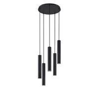 Lindby Suspension Sanad à intensité variable (Moderne) en Noir Métal e. a. pour Salon & Salle manger (à 5 lampes, GU10), Luminaire, Lampe Plafond, Luminaire Plafonnier, Suspendue