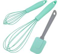 Linden Berg Set de fouets - Set de 3 ustensiles de cuisine avec raclette - revêtement en silicone - ergonomique - lavable au lave-vaisselle - Turquoise