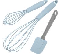 Linden Berg Set de fouets - Set de 3 ustensiles de cuisine avec spatule - revêtement silicone - ergonomique - lavable au lave-vaisselle - bleu bébé