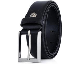 Lindenmann Ceinture Homme De Cuir De Vachette, 35 Mm Large Et 3,8 Mm Fort, Ajustable, Ceinture Classique, Avec Couture Double, XXL, Noir, Taille: 140