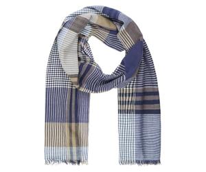 Lindenmann écharpe/écharpe tissée hommes 100% coton, foulard hommes, bleu-beige-noir