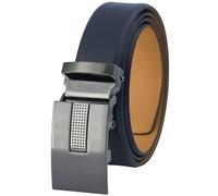 Lindenmann leather belt automatic men, automatic belt men 32 mm wide, belt suit men cowhide navy, Farbe/Color:bleu, Size US/EU:Bundweite 105 cm Gesamtlänge 120 cm W 41.5 XL