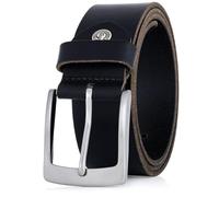 Lindenmann Mens Leather Belt/Mens Belt, full grain leather belt, buffalo leather 4 mm, black