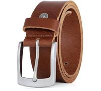 Lindenmann Mens Leather Belt/Mens Belt, full grain leather belt, buffalo leather 4mm, cognac