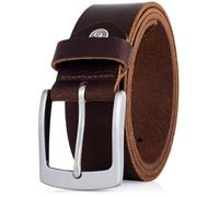 Lindenmann Mens Leather Belt/Mens Belt, full grain leather belt, buffalo leather 4mm, dark brown