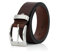 LINDENMANN Mens Leather Belt/Mens Belt, full grain leather belt XXL, buffalo leather, dark brown