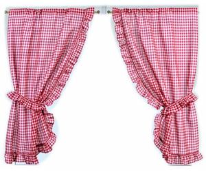 Linder 0163/6/501 Paire de Bonne Femme Carreaux Torchon Rouge Passe Tringle 75 x 160 cm