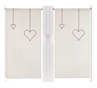 Linder 0169 /06/64504/415/45 Paire de Vitrages Passe Tringle Cornely Coeur Blanc/Rouge 45 x 90 cm