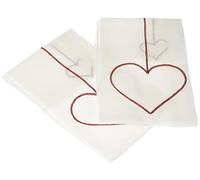 Linder 0169 /06/64504/415/45 Paire de Vitrages Passe Tringle Cornely Cœur Blanc/Rouge 45 x 90 cm