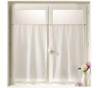 Linder 0323 /15/415 Paire de Vitrages Droits Etamine Champagne Passe Tringle 45 x 90 cm, Blanc