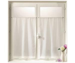 Linder 0323 /15/415 Paire de Vitrages Droits Etamine Champagne Passe Tringle 55 x 90 cm, Blanc