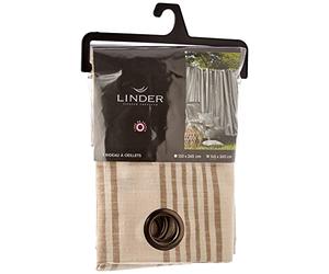 Linder 0513 /EF/375FR Rideau à Oeillets Baya Aspect Lin Naturel Rayé Ecru/Ficelle 145 x 265 cm