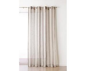 Linder 1168/92/375FR Rideau à Rayures Polyester/Lin/Coton Gris Clair 150 x 280 cm