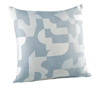 LINDER Coussin Garni à Motif Puzzle - tissé et Teint en France - Finition Passepoil - Coloris Bleu Jean et Écru - Dimensions 45x45cm - 63% Polyester 36% Coton 1% Autres Fibres - Collection Enigma