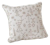 LINDER - Coussin Garni - Tissu tissé et Teint en France - Style Ethnique - Finition Passepoil - Déhoussable - Coloris Blanc à Motif Calcaire - Dimensions 45x45cm - Collection Mescal
