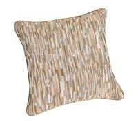 LINDER - Coussin Garni Tissu Upcyclé/Recyclé - Tissu tissé et Teint en France - Finition Passepoil - Déhoussable - Coloris Jaune Ocre - Dimensions 45x45cm - Collection Basalte