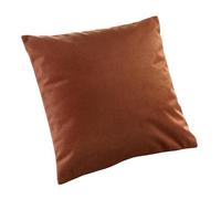LINDER Coussin Plein uni Effet velouré Tissu Thermique doublé - Style Peau de pêche - Coloris Brun Acajou - Finition zippée sans Passepoil - 100% Polyester - Collection Baltic