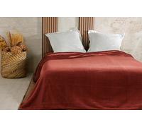 LINDER Couvre lit Velours gaufré - 180x240cm - Terre Cuite