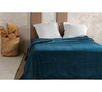 LINDER Couvre lit Velours gaufré - 240x260cm - Bleu Marine
