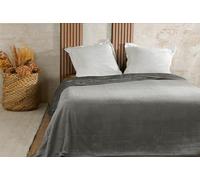 LINDER Couvre lit Velours gaufré - 240x260cm - Gris