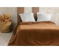 LINDER Couvre lit Velours gaufré - 240x260cm - Marron