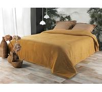 LINDER Dessus de lit Pompon - 250x260cm - Moutarde