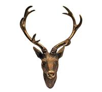 LINDER EXCLUSIV Cerf, Sculpture décorative de tête de cerf avec Bois Aspect Bronze 15 x 30 CM